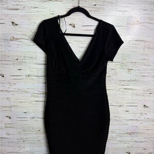 Frank Lyman Design Black V-Neck Bodycon Mini Dress size 10